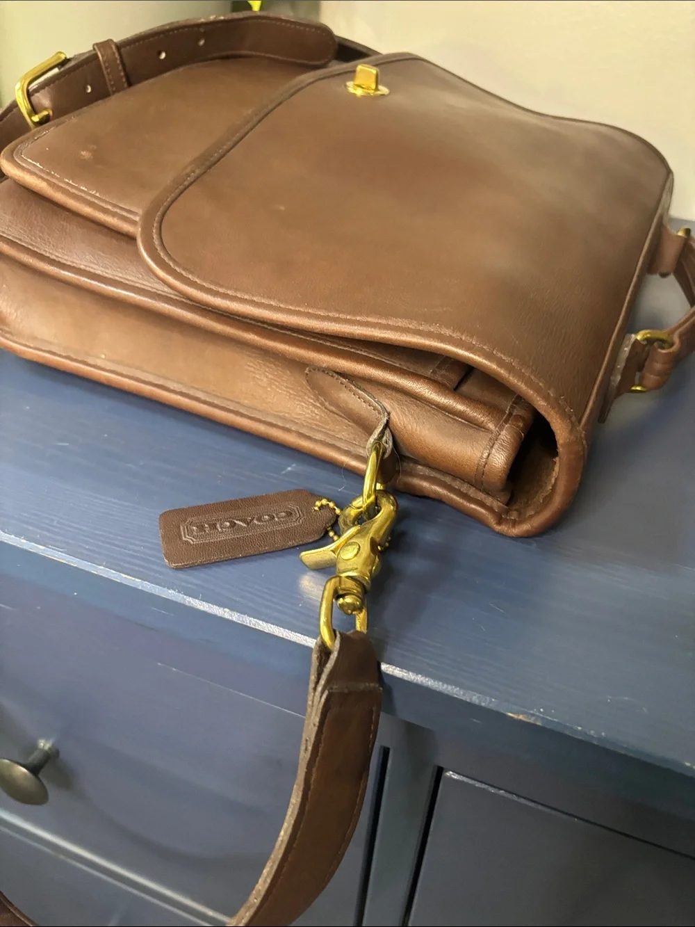 1999 COACH Brown Leather Colebrook Messenger Bag 5181